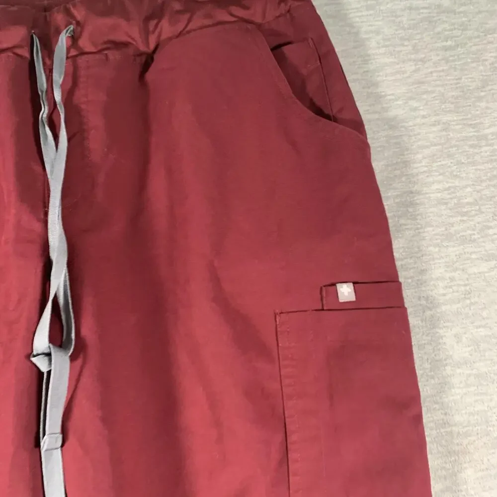 FIGS Pants Mens 41x29 Red Technical Collection Scrub Cargo Elastic Waist Pockets